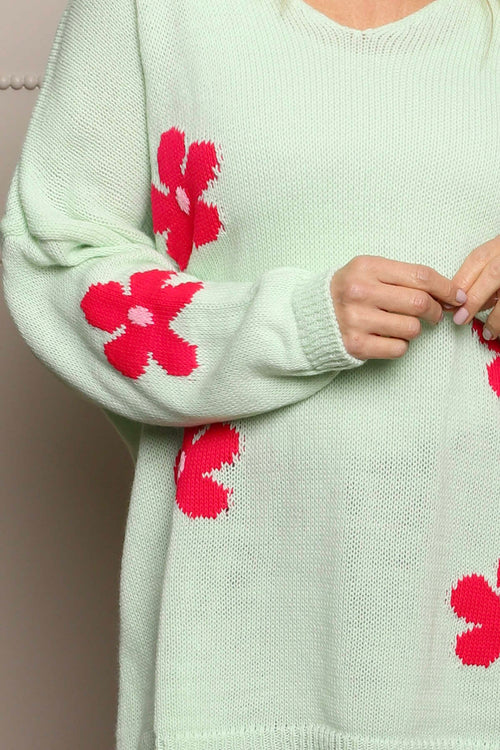 Valerie Botanical Knitted Jumper Mint - Image 3