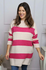 Doria Stripe Knitted Jumper Pink Pink - Doria Stripe Knitted Jumper Pink