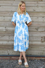 Sennen Print Button Dress Powder Blue Powder Blue - Sennen Print Button Dress Powder Blue