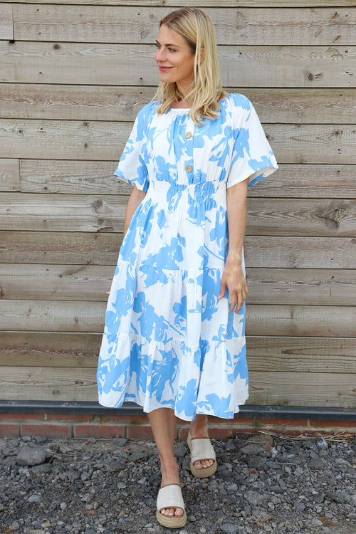 Sennen Print Button Dress Powder Blue - Image 2