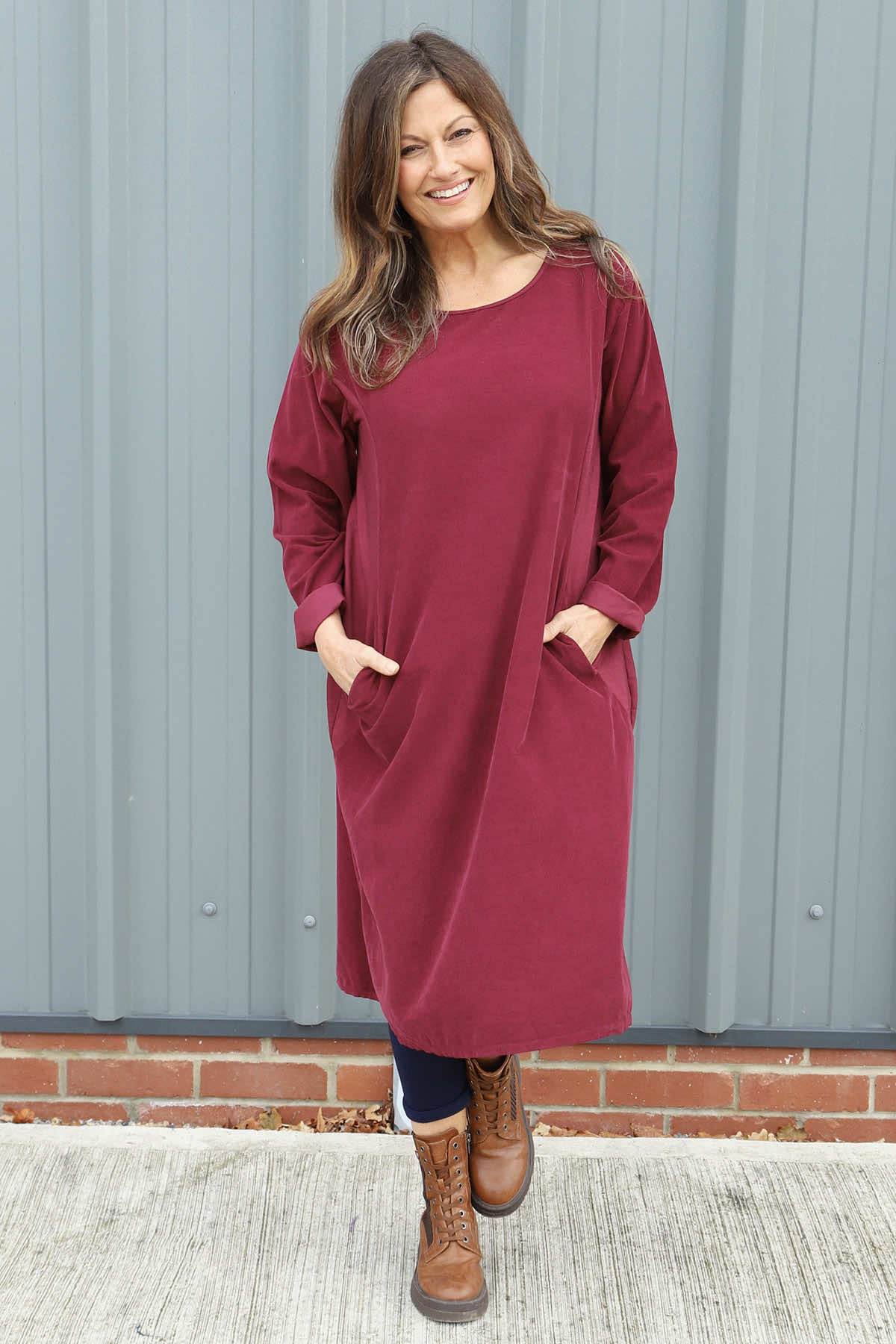 Kiana Needlecord Dress Wine