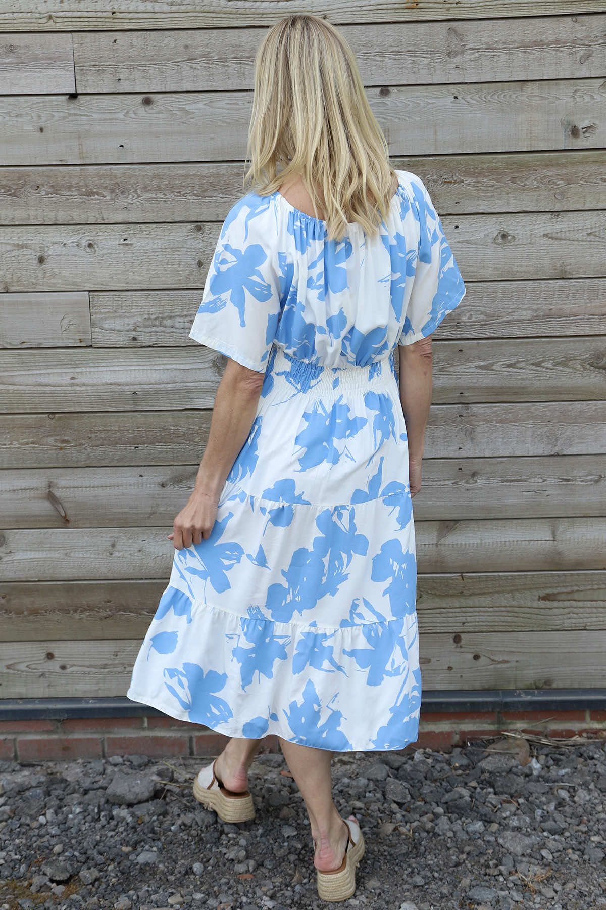 Sennen Print Button Dress Powder Blue