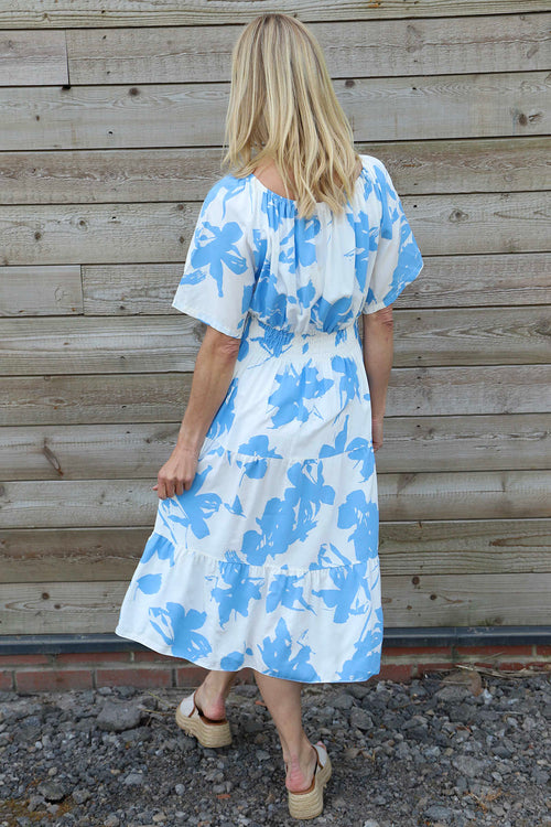 Sennen Print Button Dress Powder Blue - Image 4