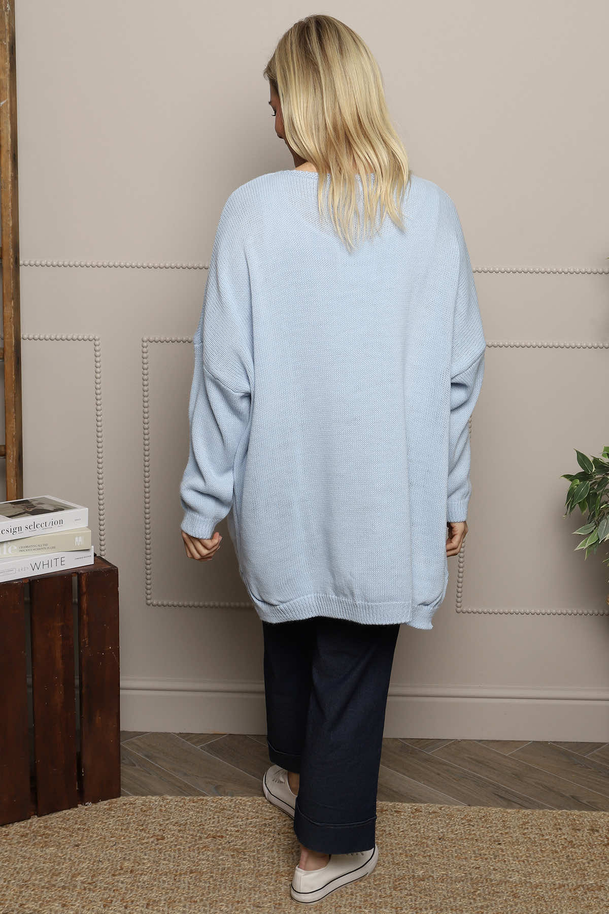 Roxanna Flower Knitted Jumper Light Blue