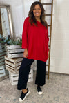 Georgia Button Cotton Top Red