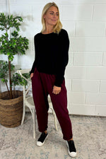 Gwen Cotton Joggers Burgundy Burgundy - Gwen Cotton Joggers Burgundy