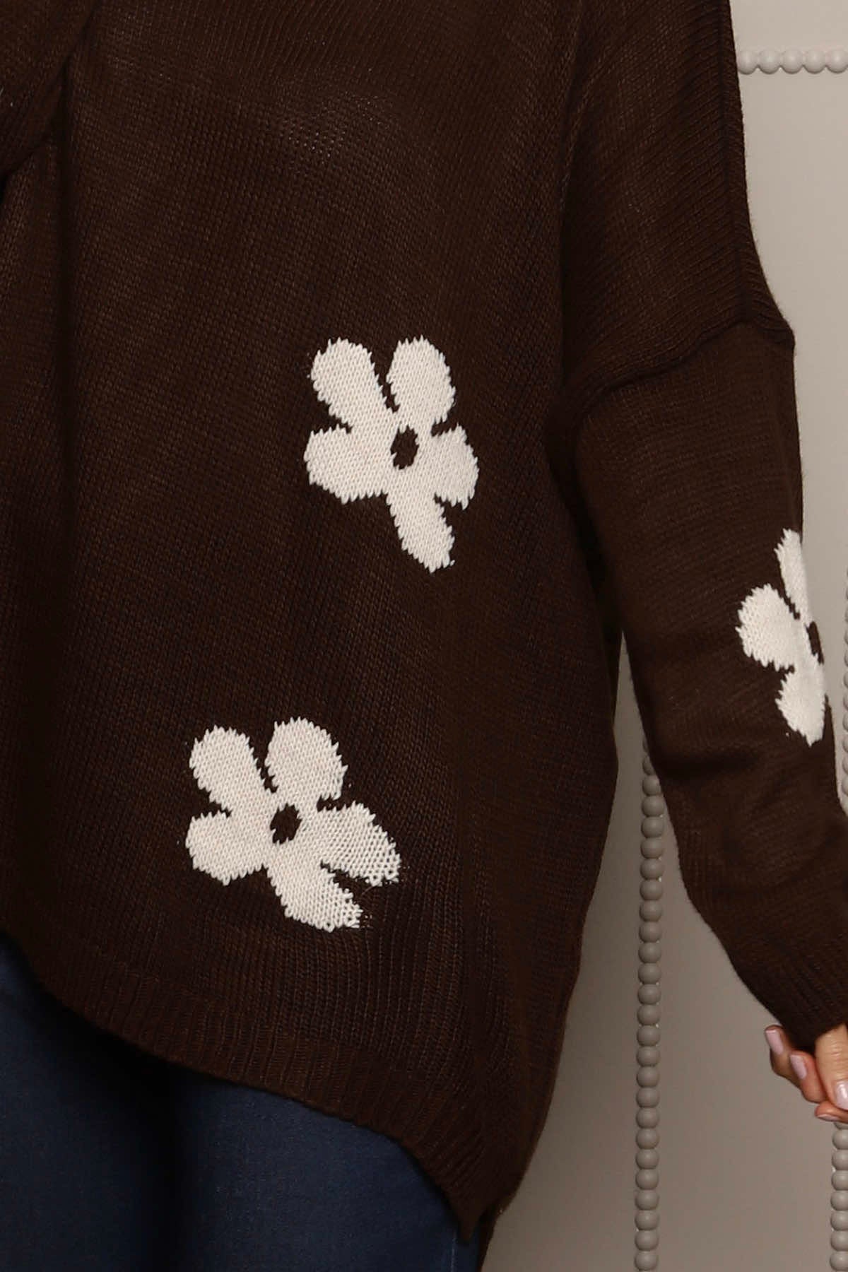 Valerie Flower Knitted Jumper Cocoa