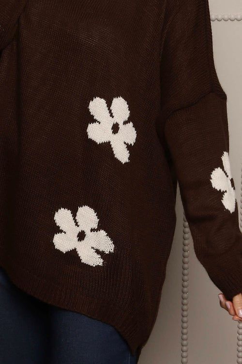 Valerie Flower Knitted Jumper Cocoa - Image 3