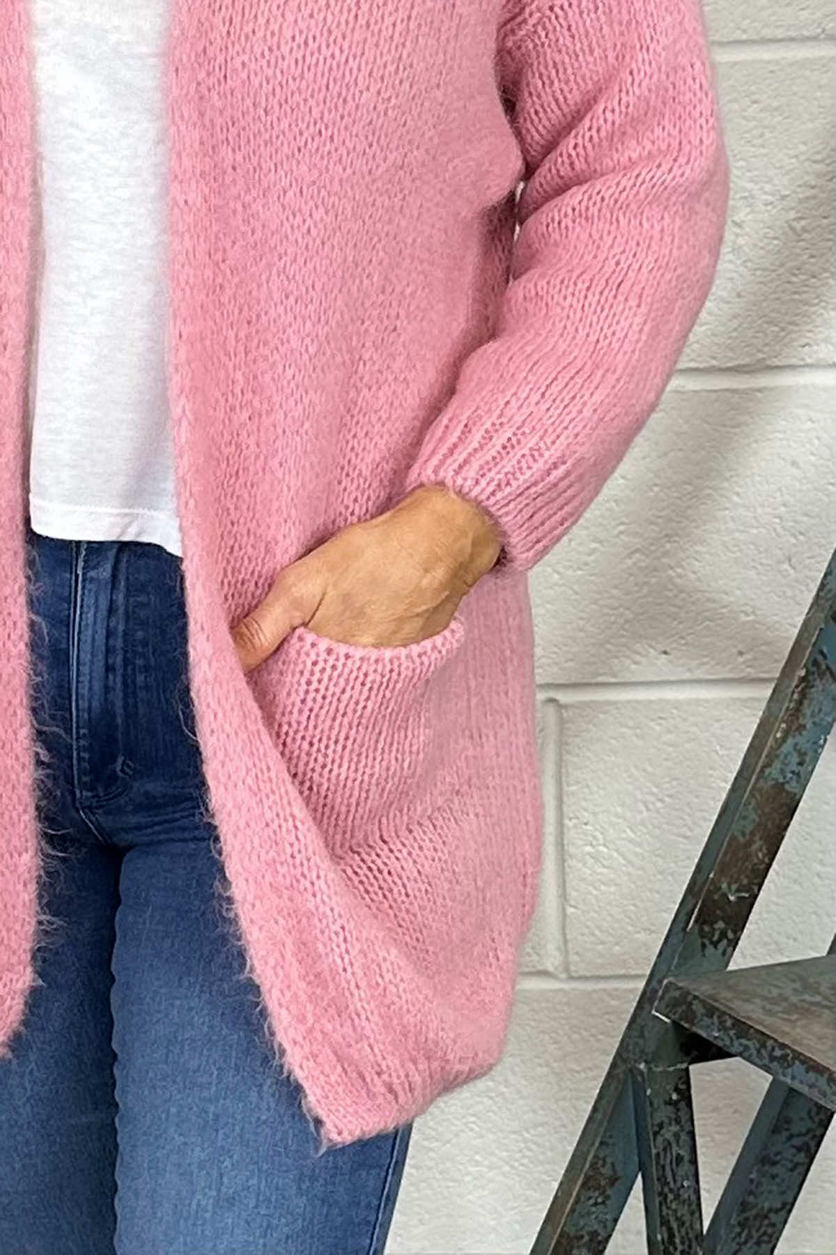 Spencer Knitted Pocket Cardigan Pink