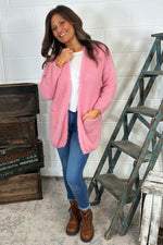 Spencer Knitted Pocket Cardigan Pink Pink - Spencer Knitted Pocket Cardigan Pink