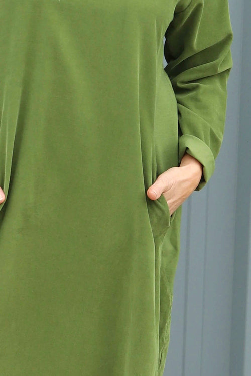 Kiana Needlecord Dress Olive - Image 2