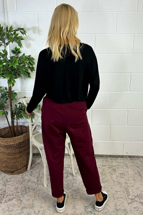 Gwen Cotton Joggers Burgundy - Image 4