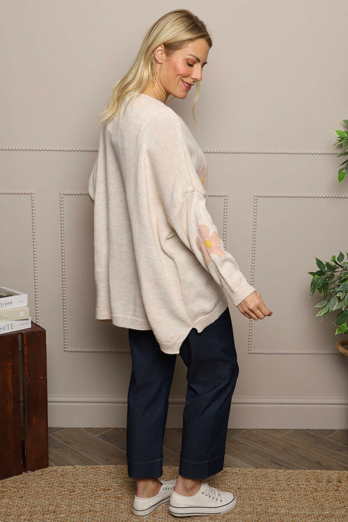 Valerie Botanical Knitted Jumper Stone - Image 4