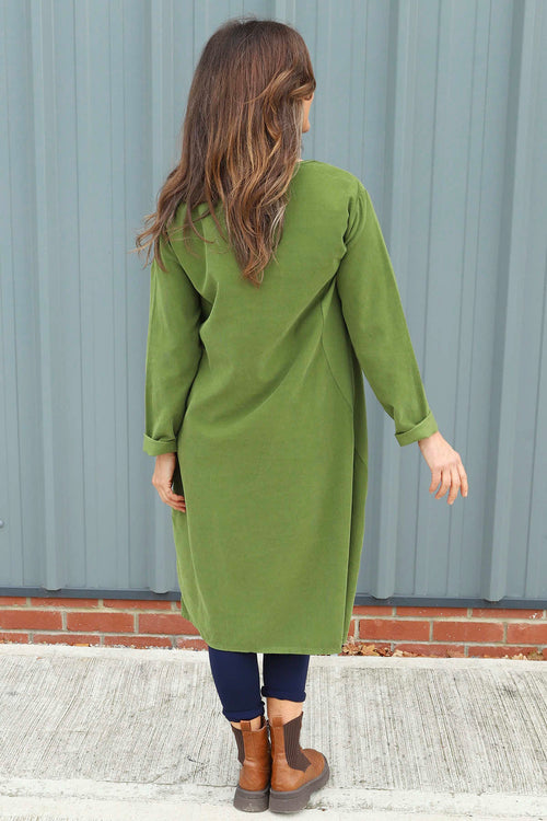 Kiana Needlecord Dress Olive - Image 4