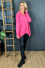 Charee V-Neck Jumper Fuchsia Fuchsia - Charee V-Neck Jumper Fuchsia