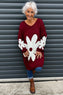 Joan Flower Knitted Jumper Dress Wine