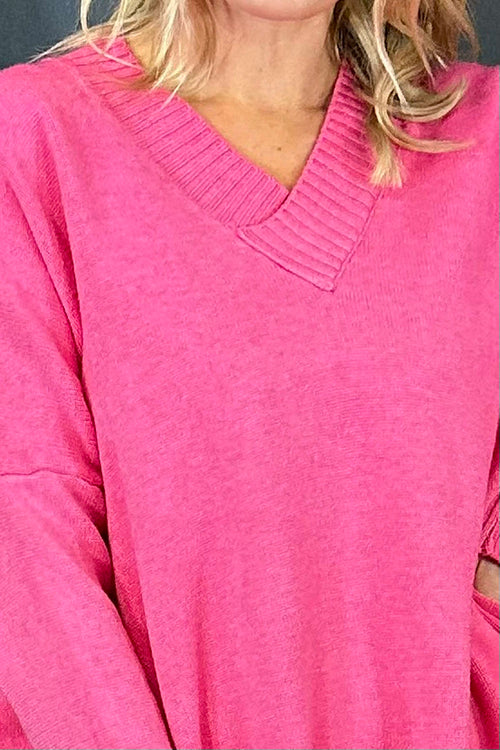 Charee V-Neck Jumper Fuchsia - Image 3