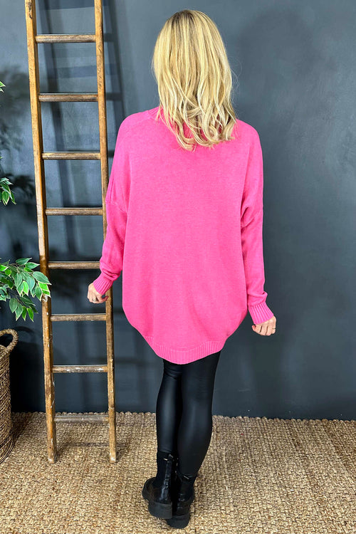 Charee V-Neck Jumper Fuchsia - Image 4