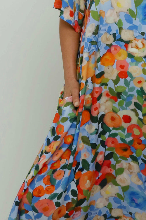 Andretta Print Dress Light Blue - Image 3