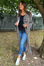 Kendall Leopard Print Knitted Cardigan Stone Stone - Kendall Leopard Print Knitted Cardigan Stone