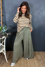 Trish Wide Leg Trousers Khaki Khaki - Trish Wide Leg Trousers Khaki