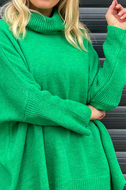 Rachel Polo Neck Knitted Jumper Emerald - Image 3