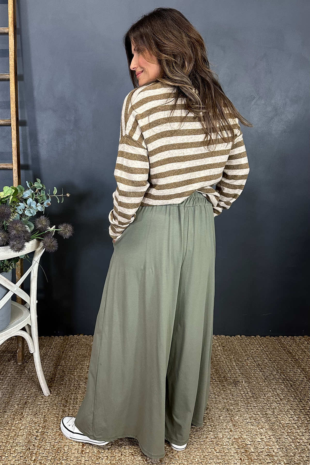 Trish Wide Leg Trousers Khaki