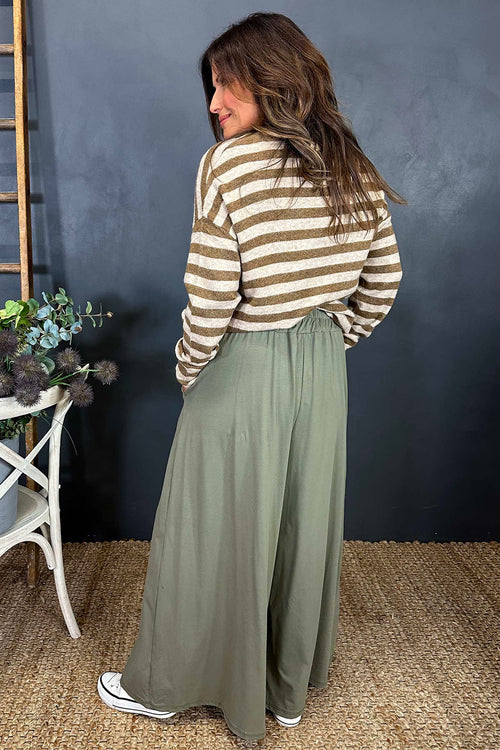 Trish Wide Leg Trousers Khaki - Image 4