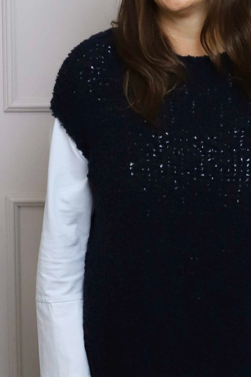 Clancy Boucle Tank Top Navy - Image 2
