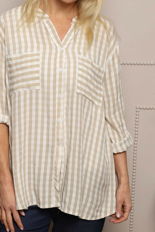 Jaynie Gingham Tie Front Shirt Mocha - Image 5