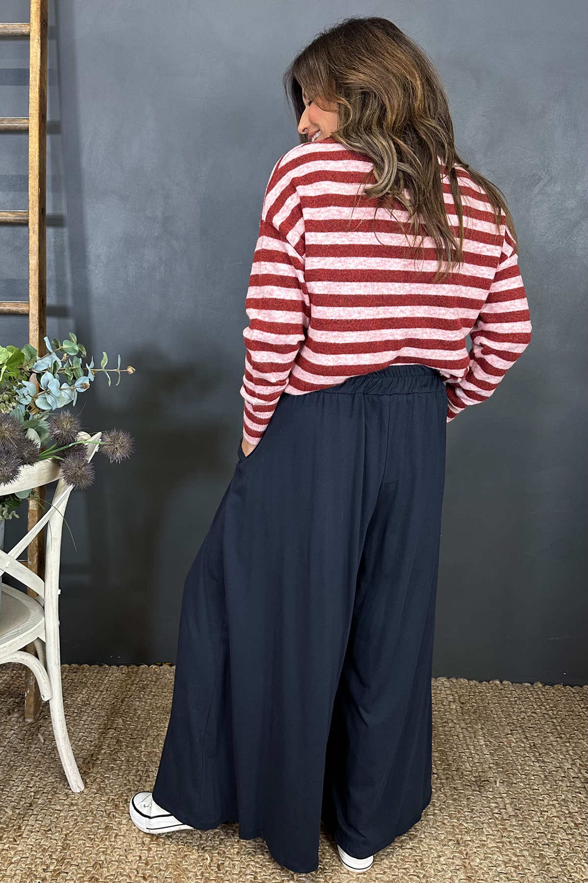 Trish Wide Leg Trousers Navy