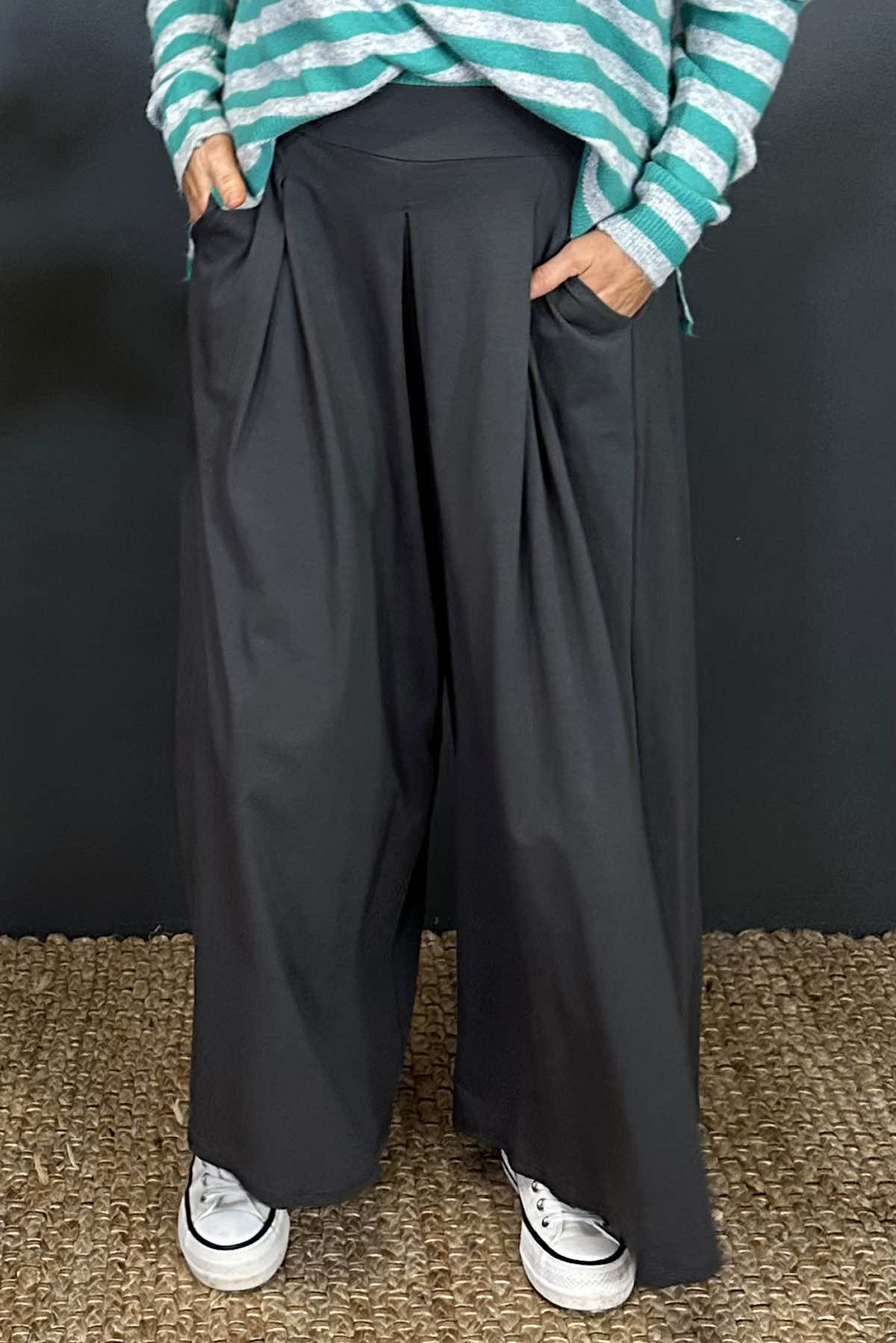 Trish Wide Leg Trousers Charcoal