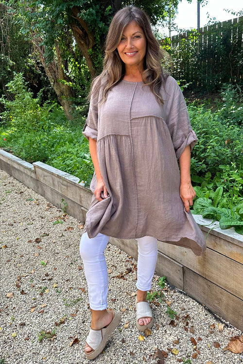 Langford Linen Tunic Dress Mocha