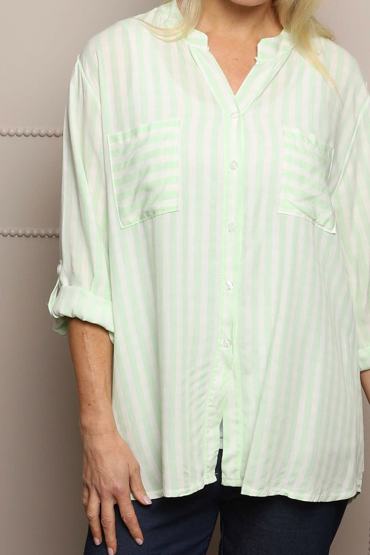 Jaynie Gingham Tie Front Shirt Green