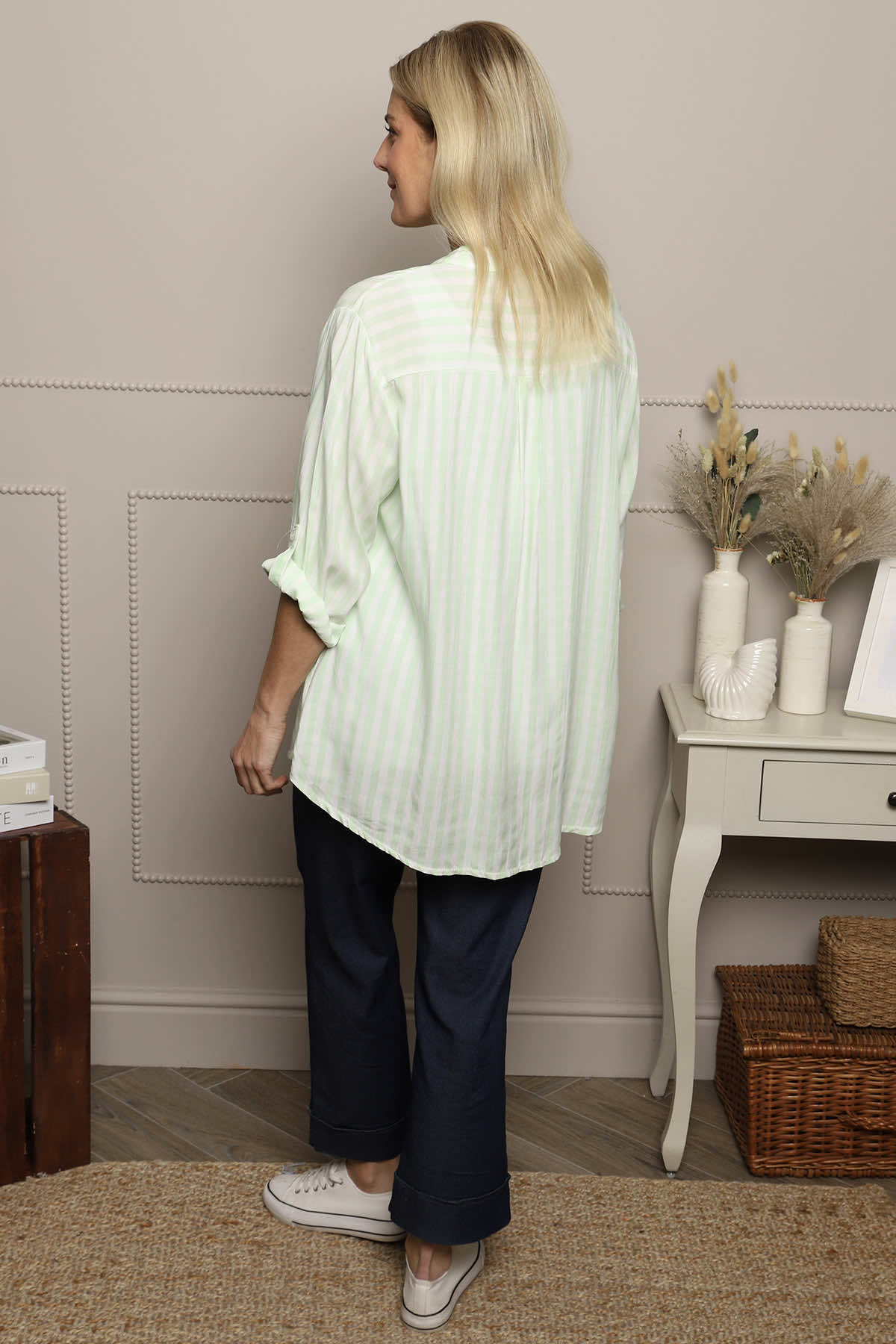Jaynie Gingham Tie Front Shirt Green