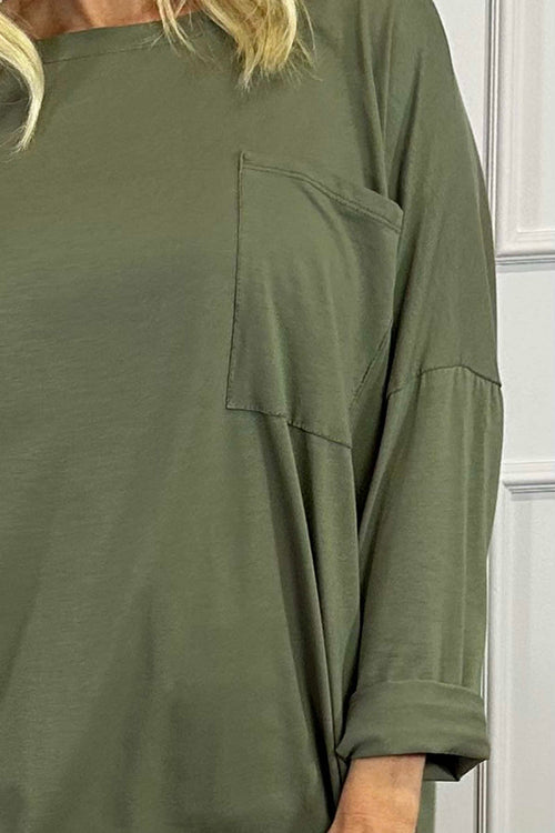 Hollie Pocket Cotton Top Khaki - Image 3