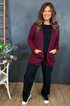 Spencer Knitted Pocket Cardigan Wine