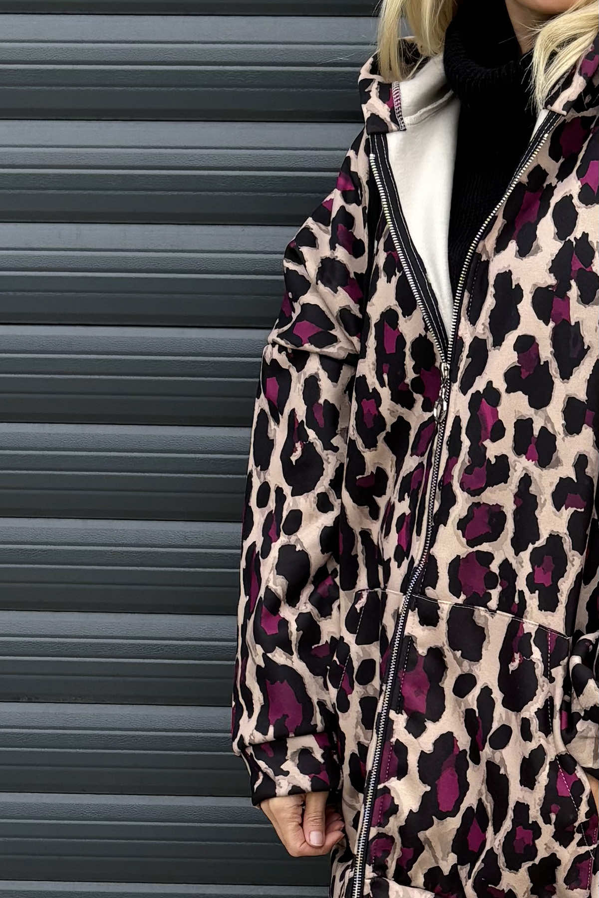 Indiana Leopard Print Cotton Jacket Berry