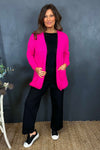 Spencer Knitted Pocket Cardigan Fuchsia