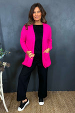 Spencer Knitted Pocket Cardigan Fuchsia Fuchsia - Spencer Knitted Pocket Cardigan Fuchsia