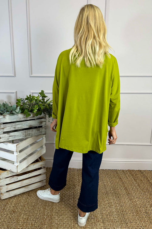 Hollie Pocket Cotton Top Lime - Image 4