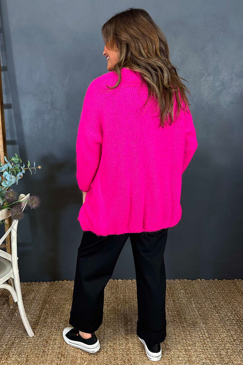 Spencer Knitted Pocket Cardigan Fuchsia - Image 4