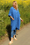 Alicia Button Linen Jacket Cobalt