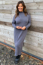 Yuna Knitted Dress Charcoal Charcoal - Yuna Knitted Dress Charcoal