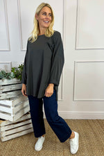 Hollie Pocket Cotton Top Charcoal Charcoal - Hollie Pocket Cotton Top Charcoal