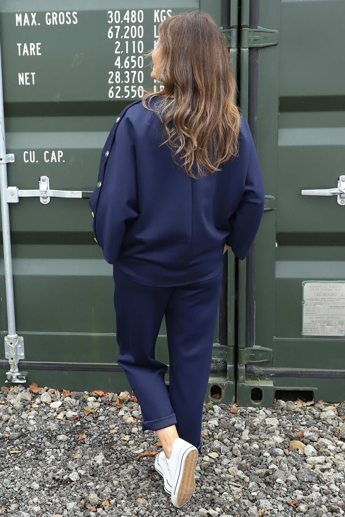 Lesley Button Top Navy