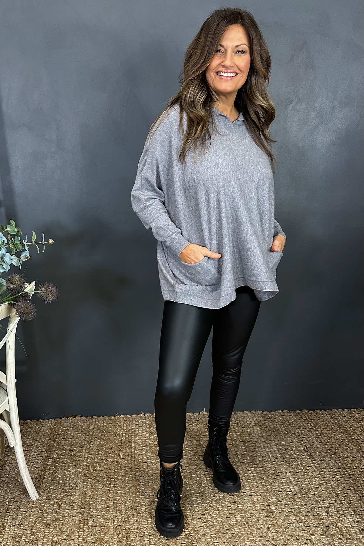 Bettina Hooded Top Grey