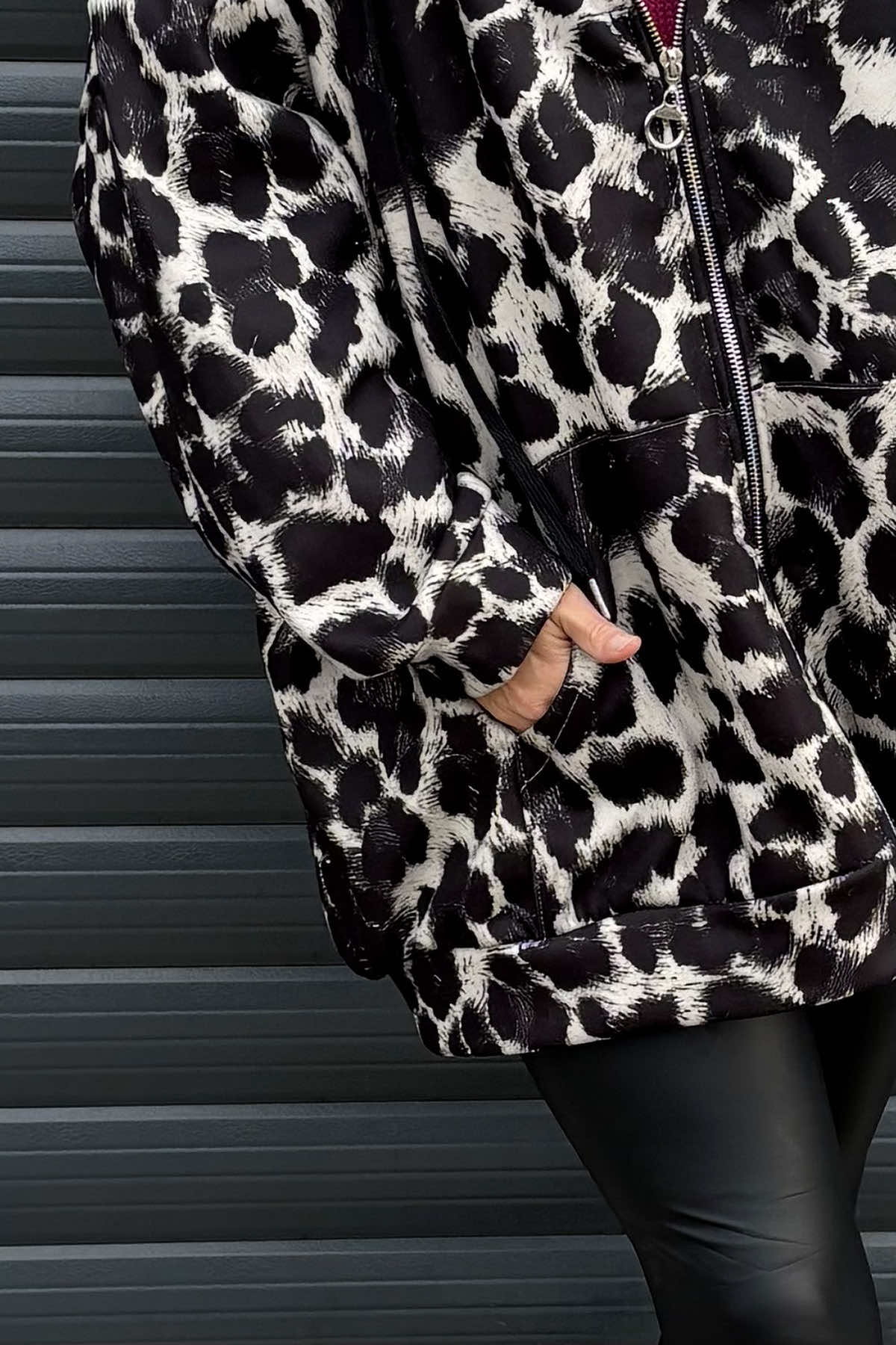 Indiana Animal Print Cotton Jacket Black