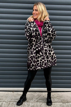 Indiana Animal Print Cotton Jacket Black