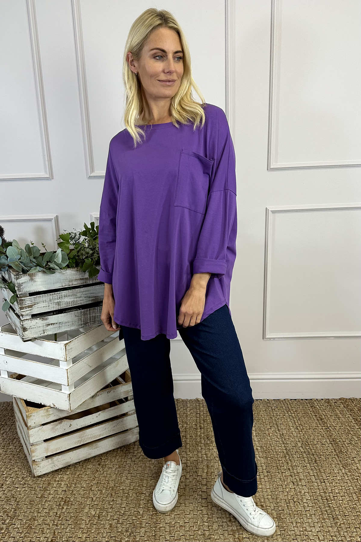 Hollie Pocket Cotton Top Purple